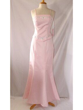 Poly USA #5432 Long Matte Satin Bridesmaid Dress-Size M- PINK - NWT